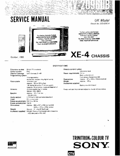  SONY KV2096UB SONY Chas.XE-4 KV2096UB